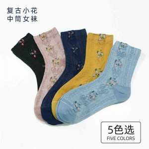 女中筒秋冬季花朵长袜透气防臭