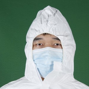 一次性无纺布65克普抗连体防尘服透气膜高抗连帽连脚民用防护服