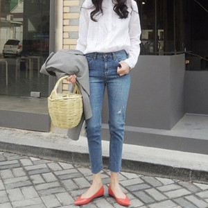 春季新款显瘦弹力牛仔女裤小脚复古修身九分裤