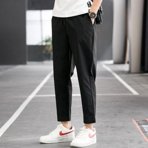 薄款夏季男装休闲裤韩版潮流男生百搭显瘦宽松运动系带九分裤子