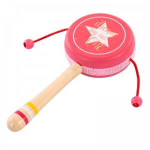 红色拨浪鼓 摇鼓 玩具婴幼儿听力 抓握训练   安抚玩具
