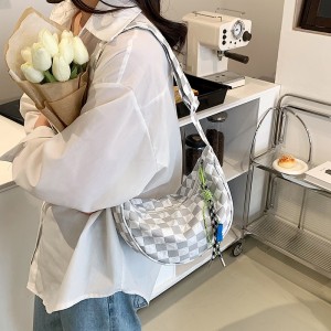 夏季休闲帆布包 大容量斜挎包 饺子包 小众小包