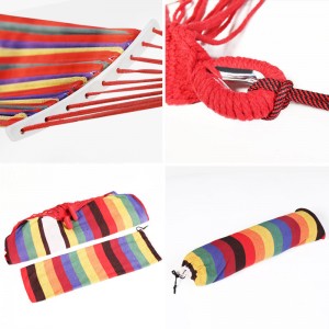 户外露营 休闲加厚加宽 帆布吊床 室内弯木防侧翻 单人红色月牙吊床