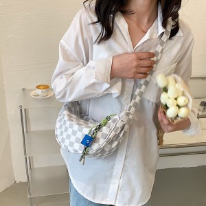 夏季休闲帆布包 大容量斜挎包 饺子包 小众小包