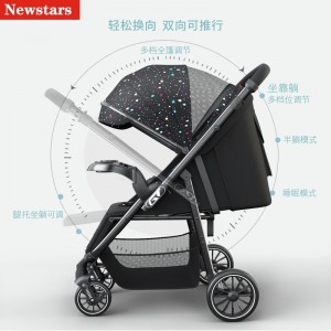 高景观双向可坐躺折叠四轮避震手推婴儿车