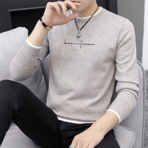 薄款针织衫 韩版修身圆领男士休闲修身打底衫男装衣服