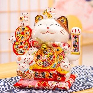 招财猫 10寸电动 摇手发财猫 家居陶瓷装饰工艺品