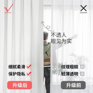 纱帘 透光不透人成品窗纱 天丝绒白纱挂钩式