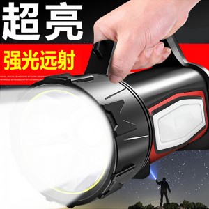 双侧灯LED强光手电筒 充电超亮多功能手提探照灯 家用矿灯应急灯