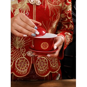 喜碗 敬茶杯子 改口喜杯 对杯对碗筷套装