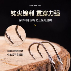 鱼钩成品套装绑好子线双钩伊势尼鲫鱼钩有倒刺伊豆金袖钓鱼钩渔具