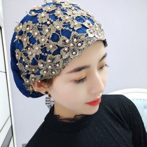 女包头帽回族帽子头巾帽子夏季薄款纱巾盖头时尚包头帽 藏青