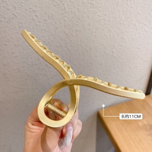 金属抓夹大号2个 装发夹后脑勺气质优雅珍珠 网红交叉女士发饰