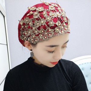 女包头帽回族帽子头巾帽子夏季薄款纱巾盖头时尚包头帽 藏青