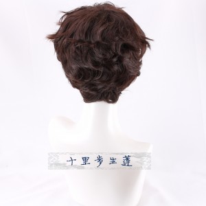 逼真假发头套 深棕假毛欧美男短卷发