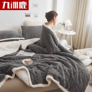 双层加厚毛毯被子 法兰绒珊瑚绒保暖加绒拉舍尔午休毯