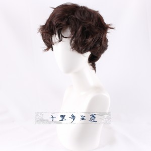 逼真假发头套 深棕假毛欧美男短卷发