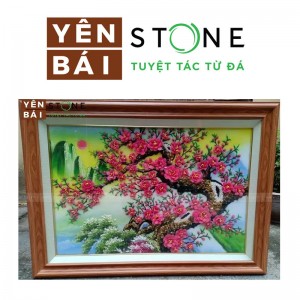 越南白石画 办公装饰石画 茶室壁画