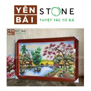 越南白石画 办公装饰石画 茶室壁画