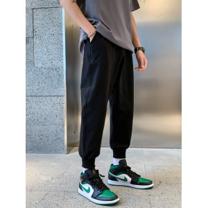 运动裤男裤子 宽松春秋潮牌男士休闲裤 九分黑色束脚长裤卫裤哈伦裤