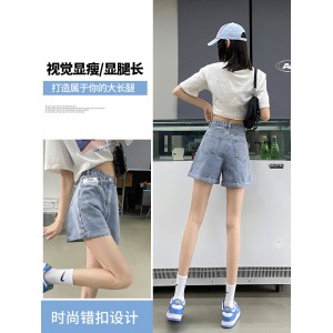 超高腰牛仔短裤 女夏季薄款  新款春秋显瘦小个子a字阔腿热裤