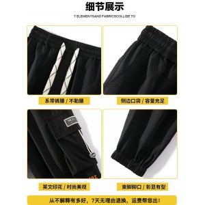 春季男士工装裤子 男宽松大码束脚男裤 潮牌2023夏季薄款休闲裤