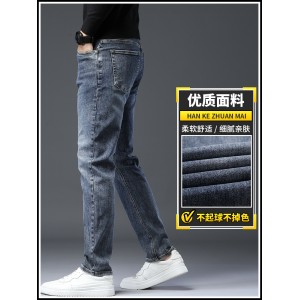 牛仔裤 男士春秋款宽松直筒男裤 弹力高端休闲春夏季长裤子