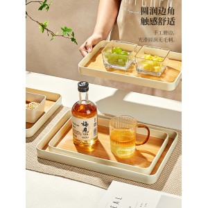 仿木纹托盘 家用放茶杯 水杯子茶盘 水果盘子 塑料长方形端菜收纳餐盘