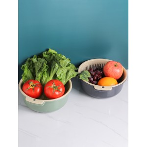 双层洗菜盆 塑料沥水篮子 漏盆淘米神器 菜蓝淘菜盆 家用厨房 水果盘