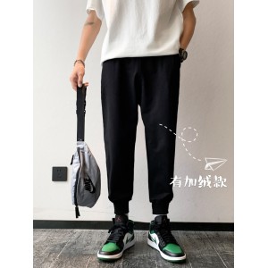 运动裤男裤子 宽松春秋潮牌男士休闲裤 九分黑色束脚长裤卫裤哈伦裤