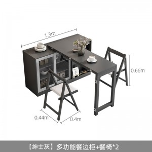 小户型餐桌餐边柜一体多功能可伸缩折叠吃饭