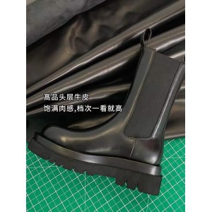 真皮厚底切尔西短靴 女内增高新款马丁靴 英伦风烟筒中筒靴