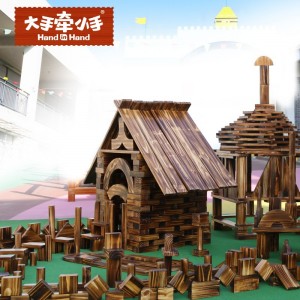 幼儿园户外大型积木碳化炭烧积木 木制大积木玩具构建区益智积木